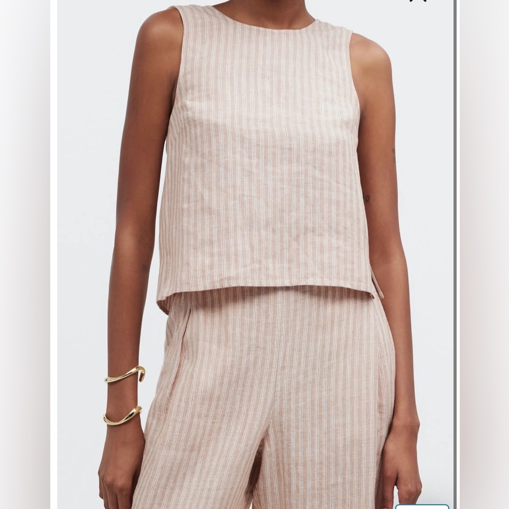 Madewell pull-on straight crop pants and tie-back scoopneck linen tank